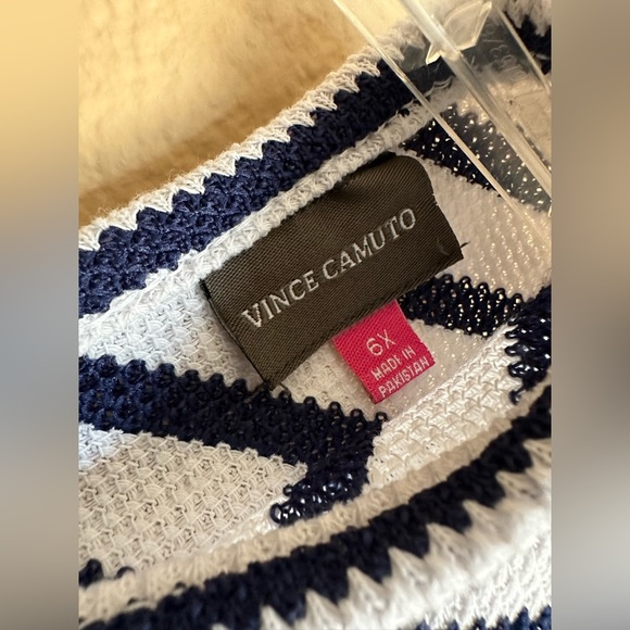 Vince Camuto Girls size 6x navy and white striped sleeveless dress. - Picture 3 of 6